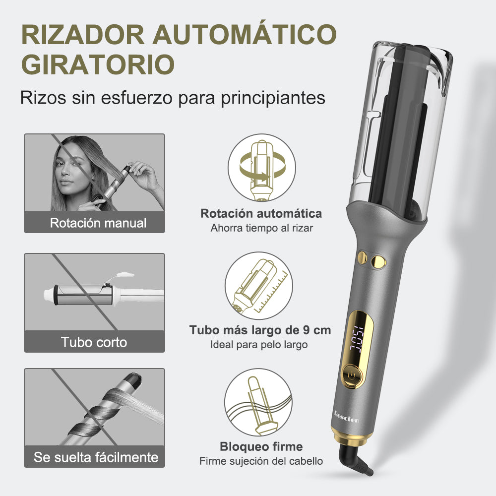 Qimmaol G-310 Rizador de Pelo Automático (25 mm) | 14 Ajustes de Temperatura (100–230 °C) / Antiquemaduras / Calentamiento Rápido / Cuidado Iónico
