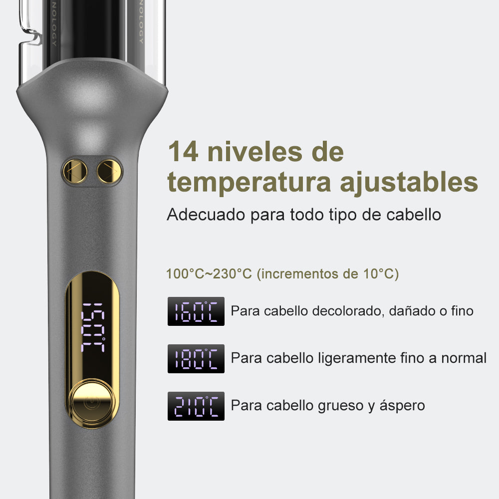 Qimmaol G-310 Rizador de Pelo Automático (25 mm) | 14 Ajustes de Temperatura (100–230 °C) / Antiquemaduras / Calentamiento Rápido / Cuidado Iónico