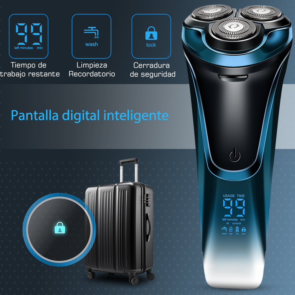 Afeitadora Qimmaol Pro para hombre: Afeitadora eléctrica para hombre, apta para afeitado en seco y en húmedo, incluye estuche de almacenamiento y 3 cuchillas de repuesto.