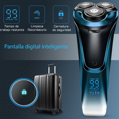 Afeitadora Qimmaol Pro para hombre: Afeitadora eléctrica para hombre, apta para afeitado en seco y en húmedo, incluye estuche de almacenamiento y 3 cuchillas de repuesto.