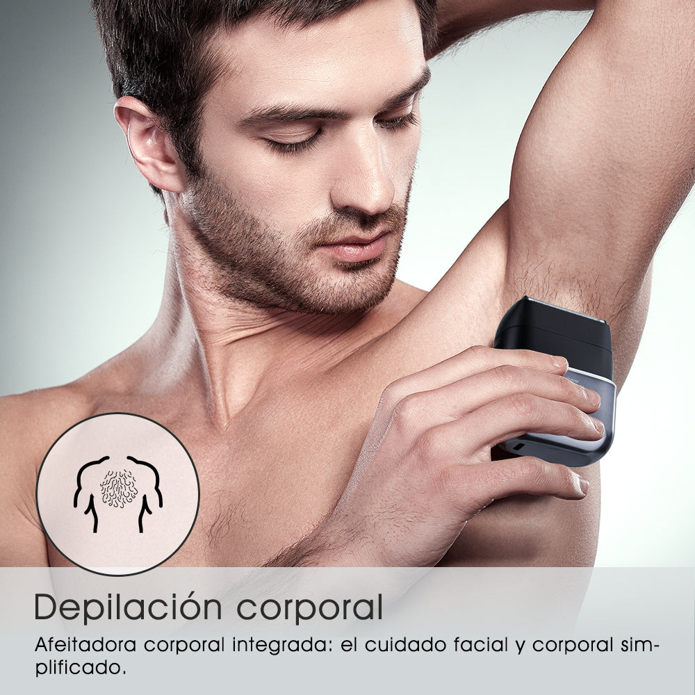 Qimmaol FK706 Mini afeitadora eléctrica para hombres con estuche de viaje