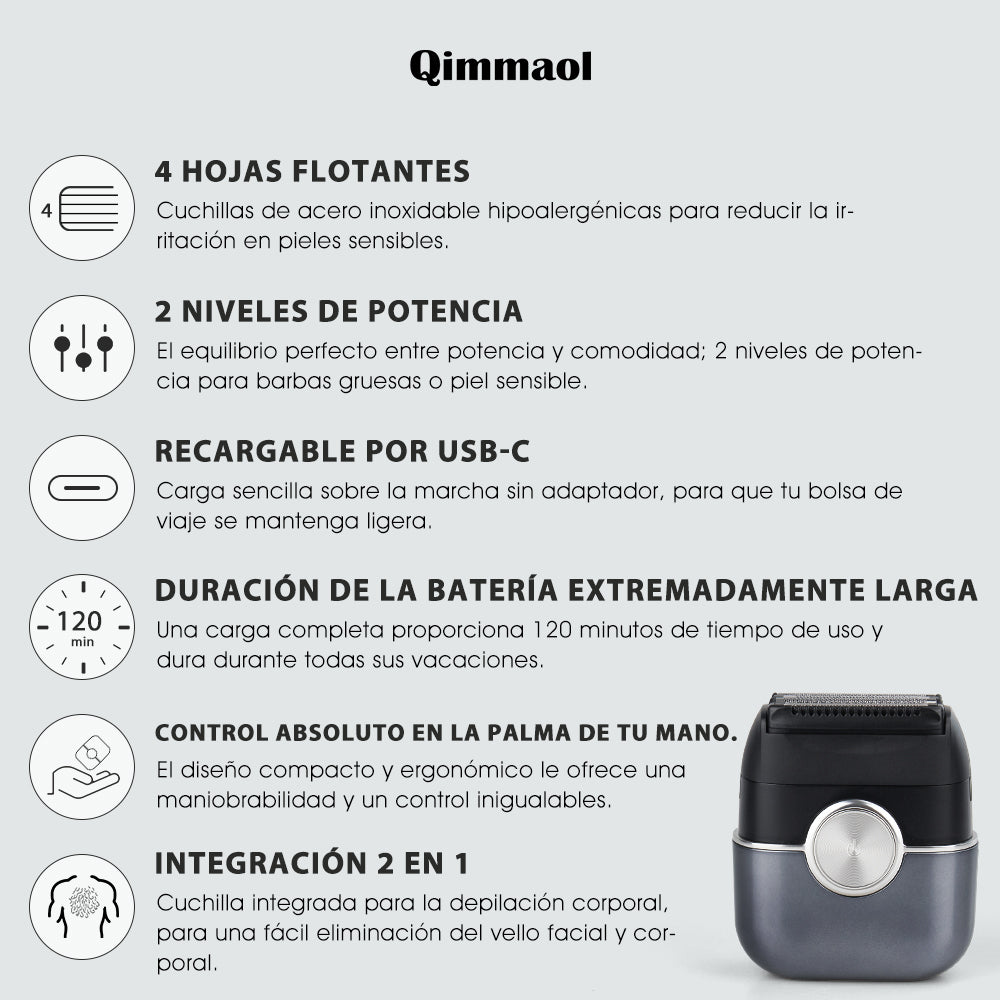Qimmaol FK706 Mini afeitadora eléctrica para hombres con estuche de viaje