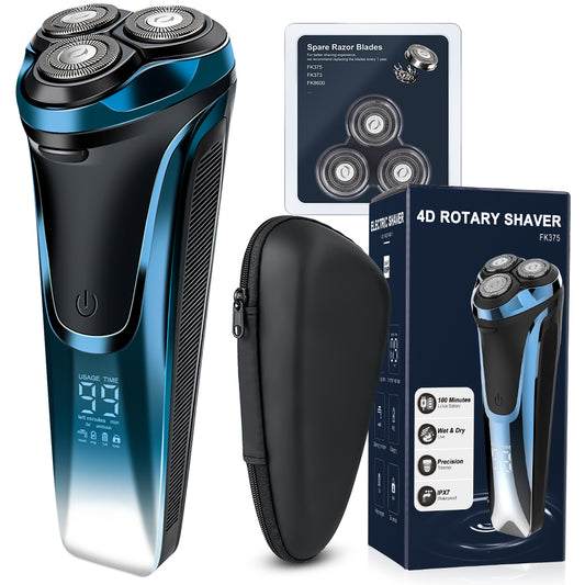 Afeitadora Qimmaol Pro para hombre: Afeitadora eléctrica para hombre, apta para afeitado en seco y en húmedo, incluye estuche de almacenamiento y 3 cuchillas de repuesto.