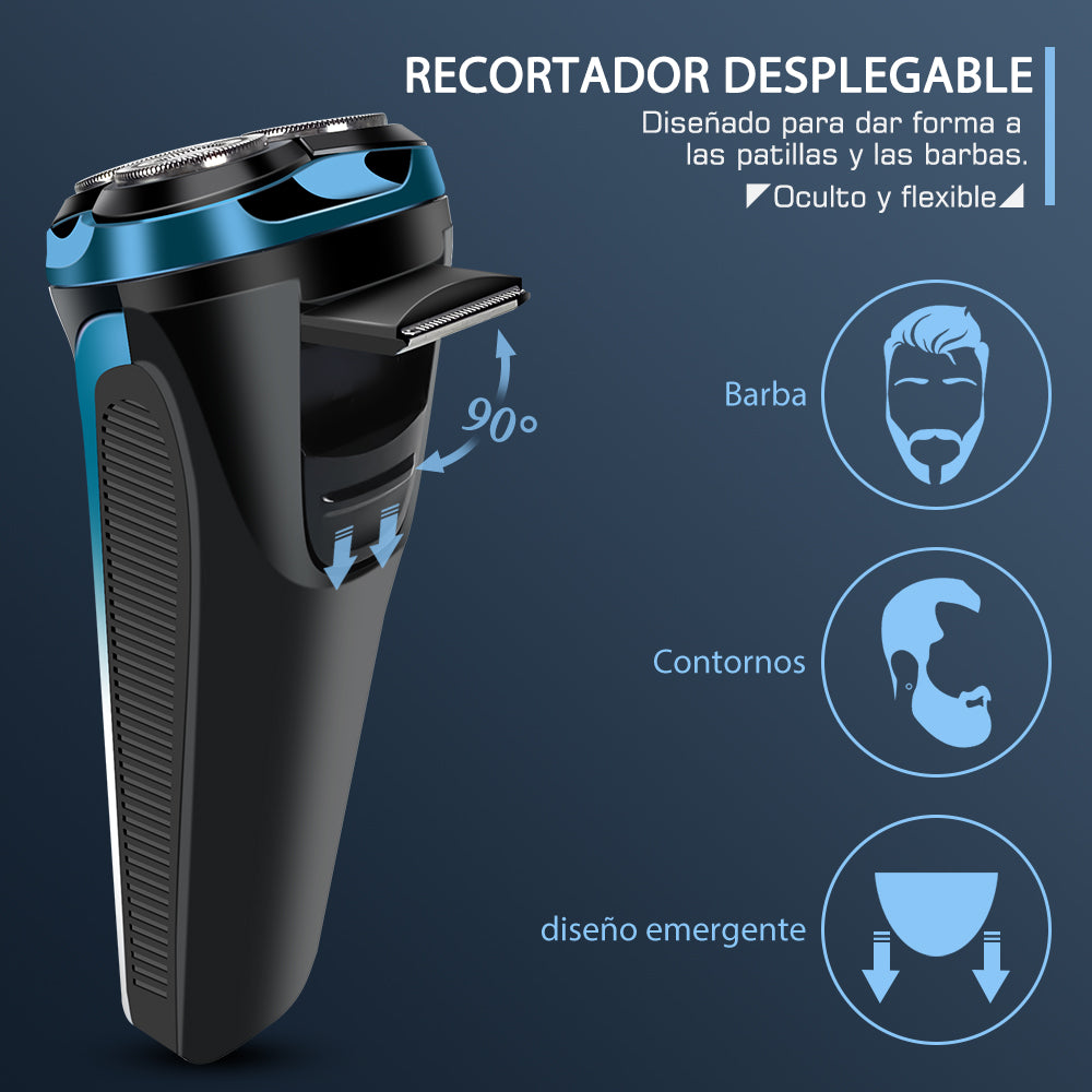 Afeitadora Qimmaol Pro para hombre: Afeitadora eléctrica para hombre, apta para afeitado en seco y en húmedo, incluye estuche de almacenamiento y 3 cuchillas de repuesto.