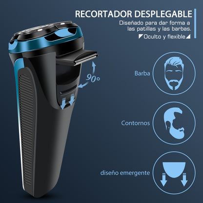 Afeitadora Qimmaol Pro para hombre: Afeitadora eléctrica para hombre, apta para afeitado en seco y en húmedo, incluye estuche de almacenamiento y 3 cuchillas de repuesto.