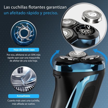 Afeitadora Qimmaol Pro para hombre: Afeitadora eléctrica para hombre, apta para afeitado en seco y en húmedo, incluye estuche de almacenamiento y 3 cuchillas de repuesto.