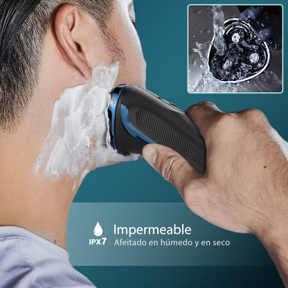Afeitadora Qimmaol Pro para hombre: Afeitadora eléctrica para hombre, apta para afeitado en seco y en húmedo, incluye estuche de almacenamiento y 3 cuchillas de repuesto.